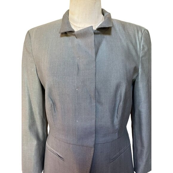 MaxMara Wool Silk Peplum Jacket Silver Gray Size 8 SMALL - Picture 2 of 11